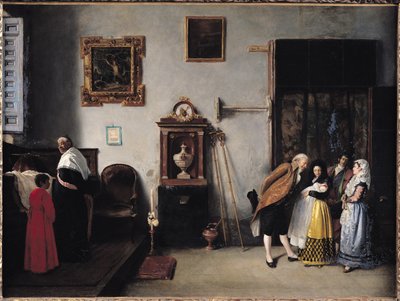 Eine Messe in Spanien zur Feier der Geburt eines Babys, 1872 von Enrique Melida